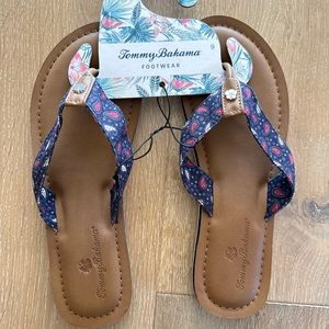 NWT Tommy Bahama Women's Logo‎ Blue White  Flip Flops Sz: 9 sandals